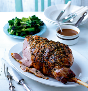 Garlic and Herb Butter Roast Lamb with Cider Gravy