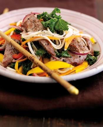 Warm Steak Salad  with Mango and Noodles